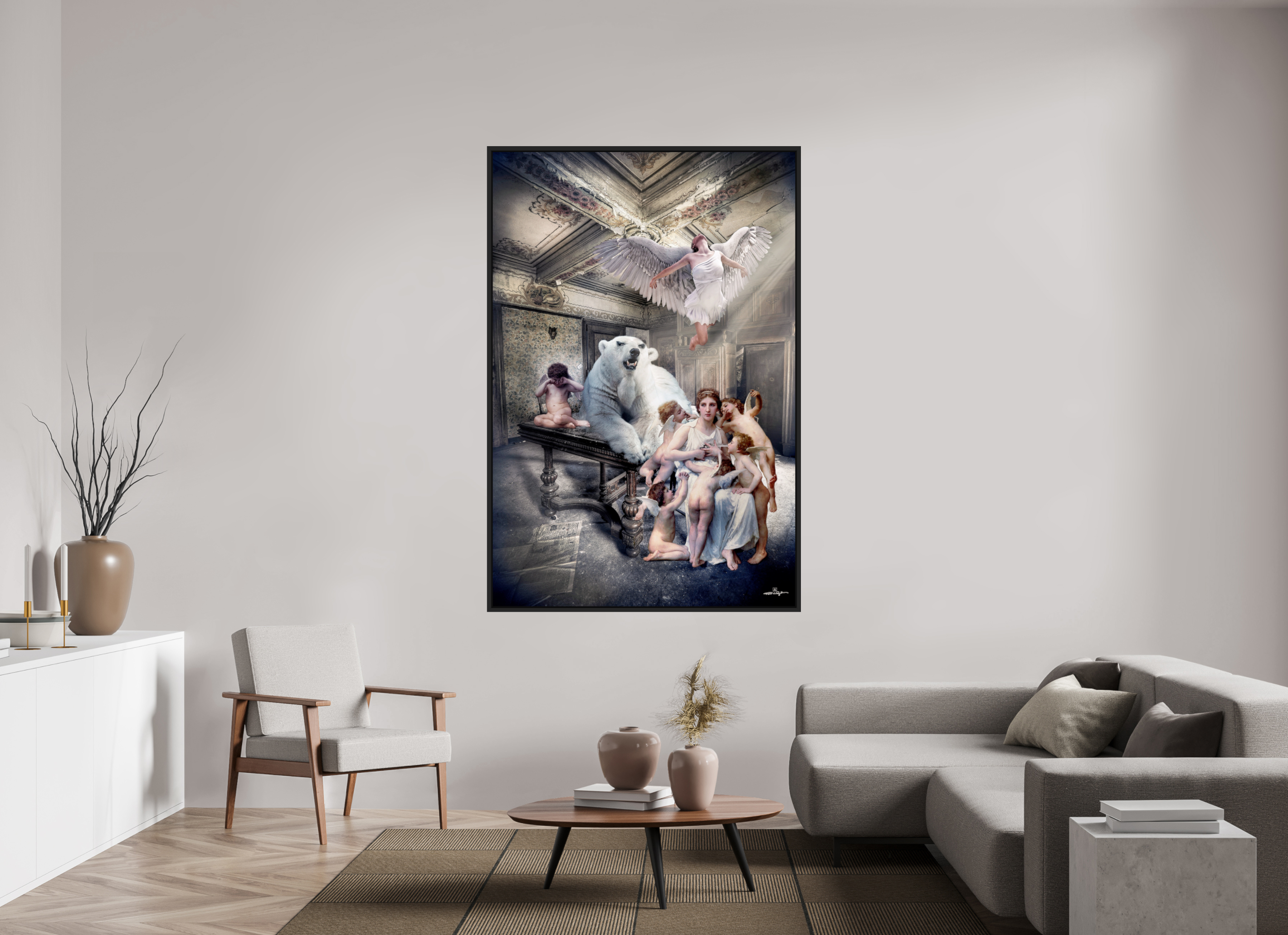 120 x 180 cm, Tirage photo sous plexi avec cadre Noir mat La décision