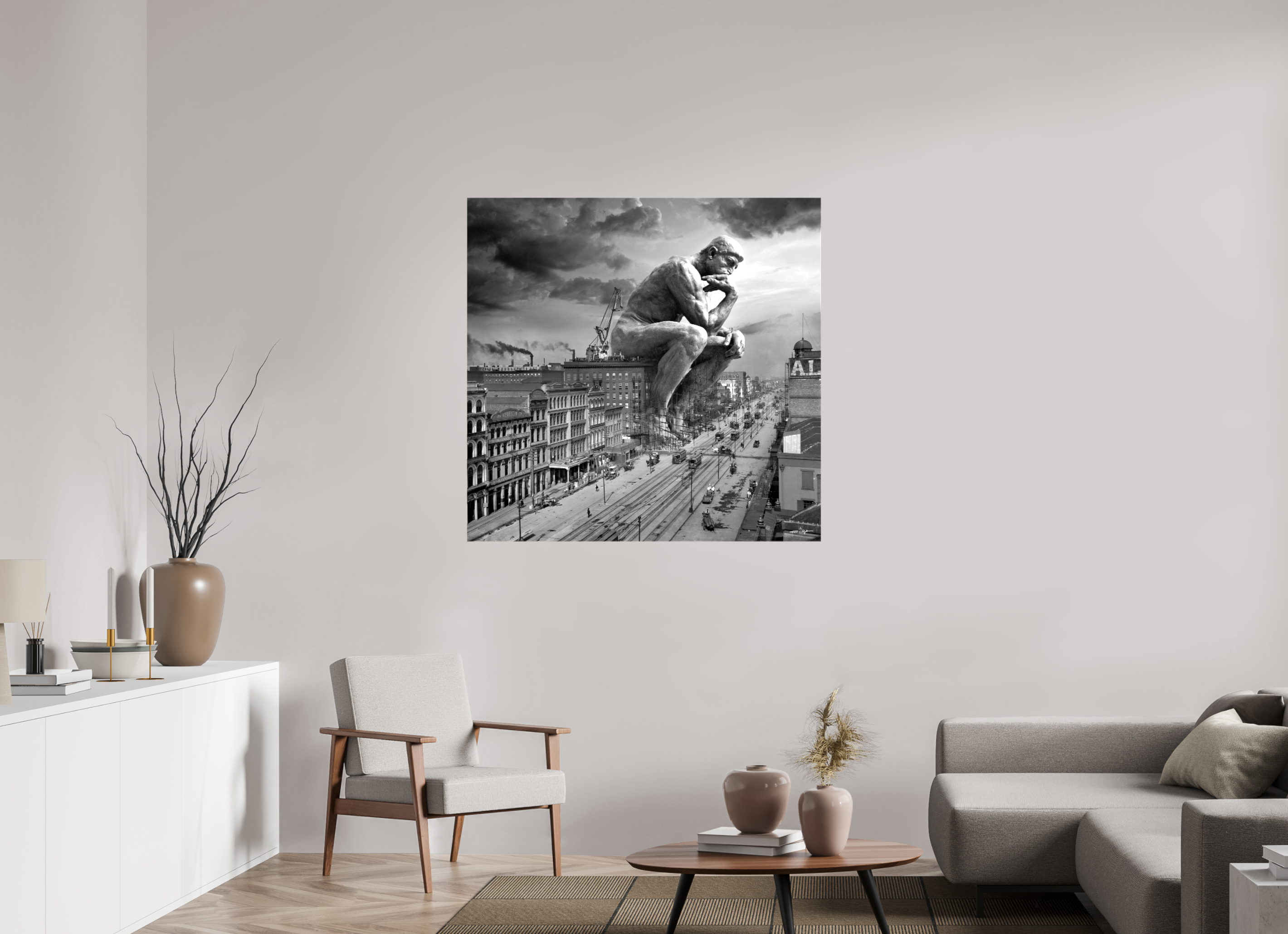 113,3 x 110 cm, Toile (Canvas) brillante sur châssis The thinker