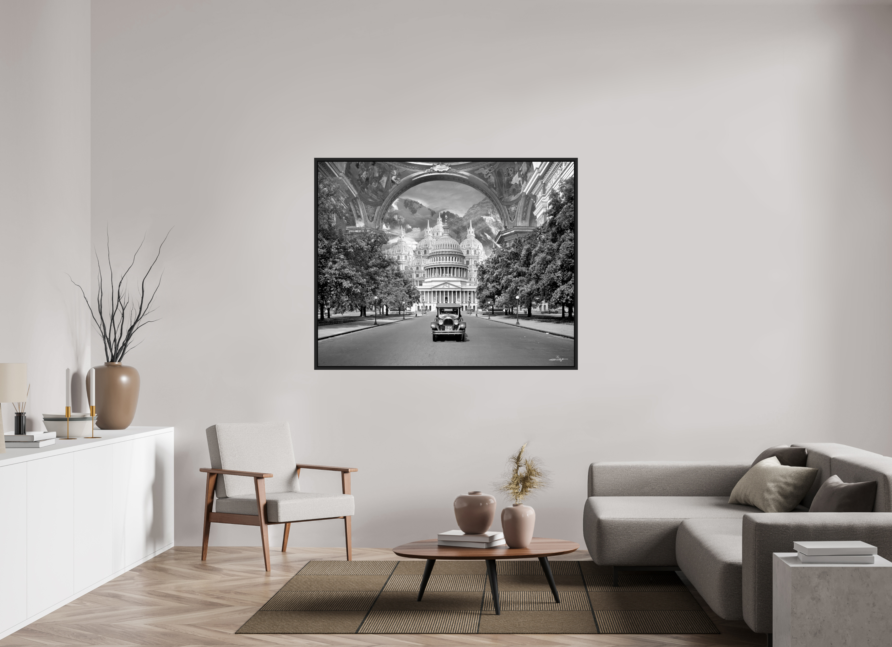 150,3 x 120 cm, Tirage photo sous plexi avec cadre Noir mat Washington DC