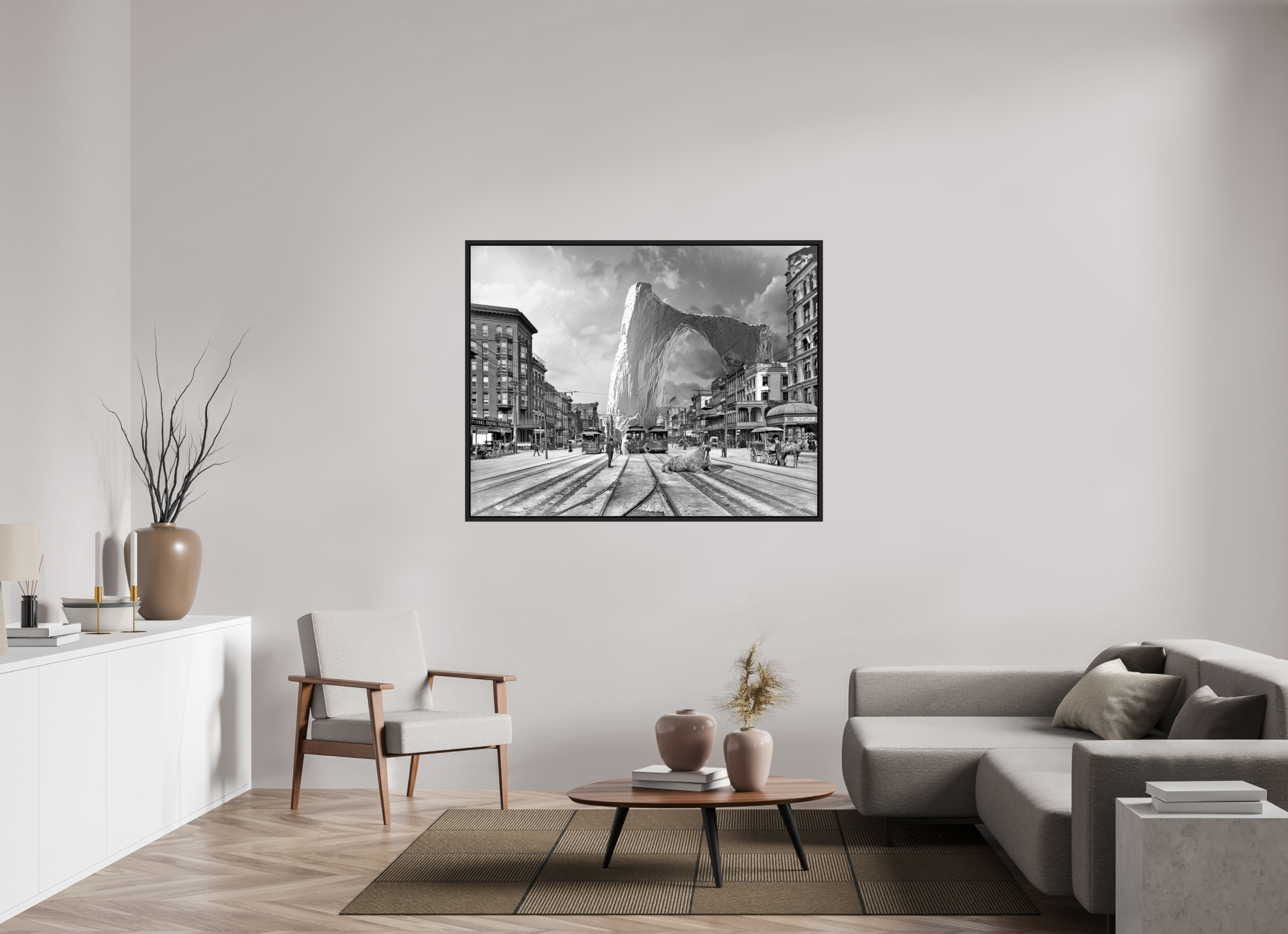 141 x 110 cm, Tirage photo sous plexi avec cadre Noir mat Iceberg