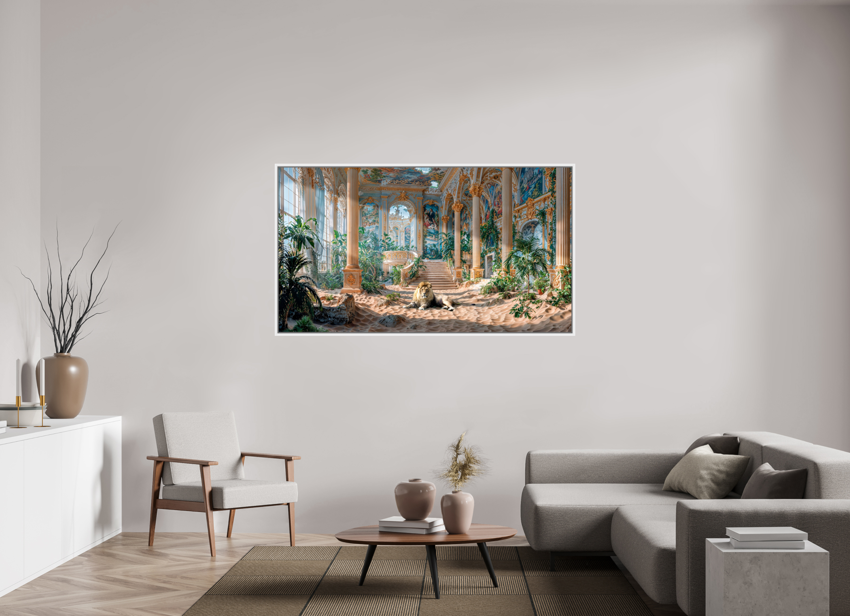 176 x 99 cm, Tirage photo sous plexi avec cadre Blanc Le gardien
