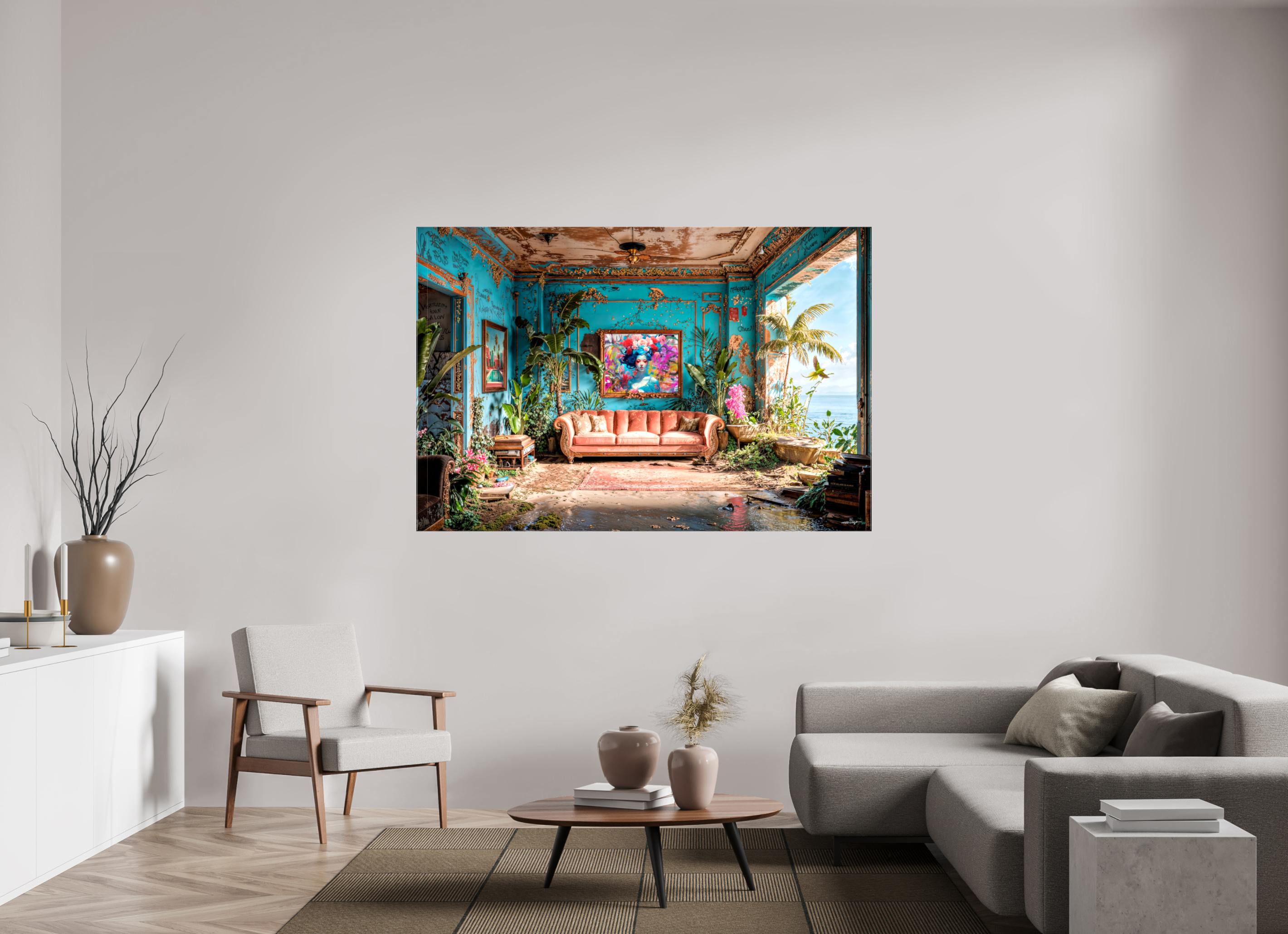 180 x 120 cm, Toile (Canvas) brillante sur châssis Salon sur océan 2