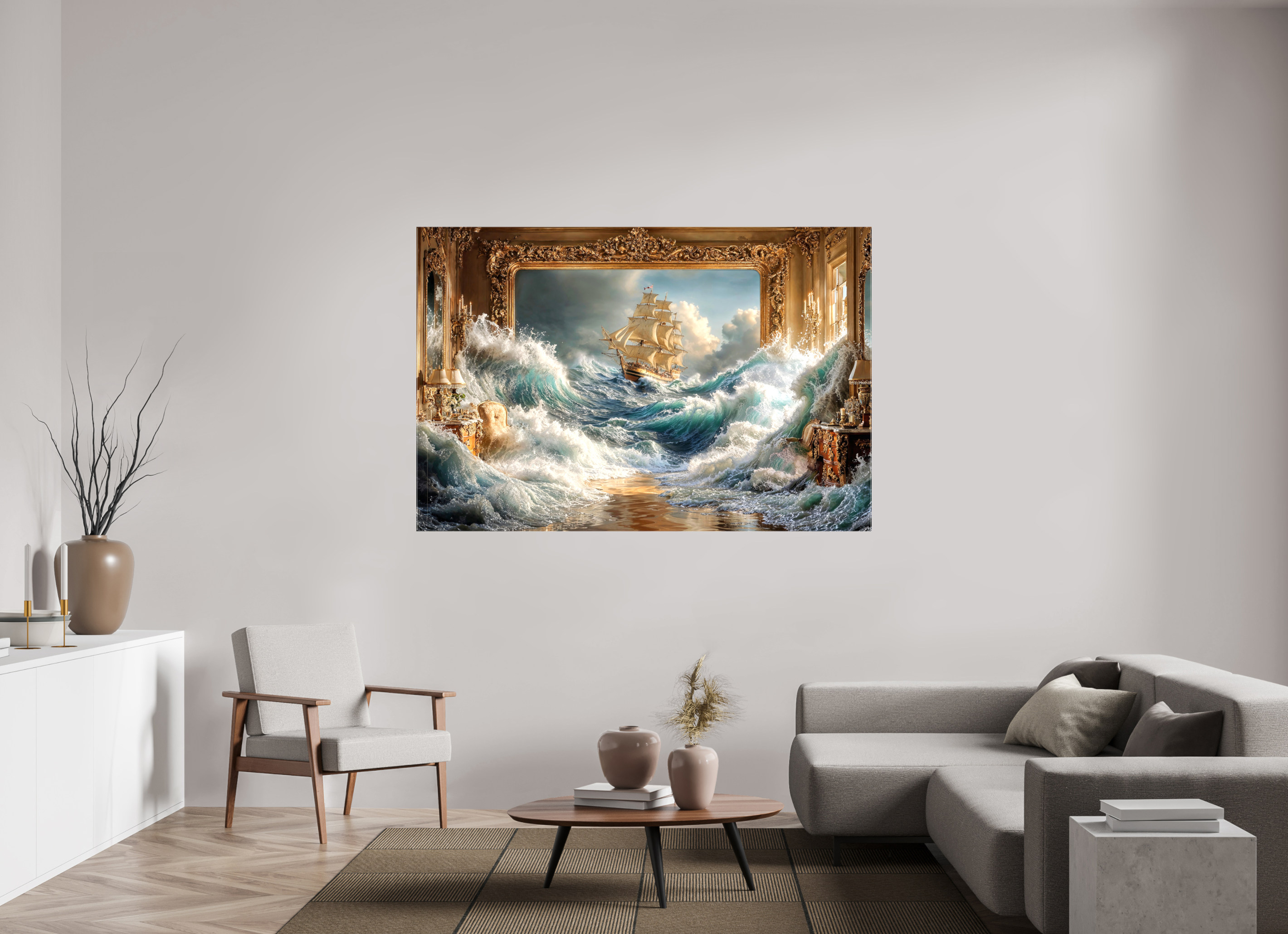180 x 120 cm, Toile (Canvas) brillante sur châssis Le bateau
