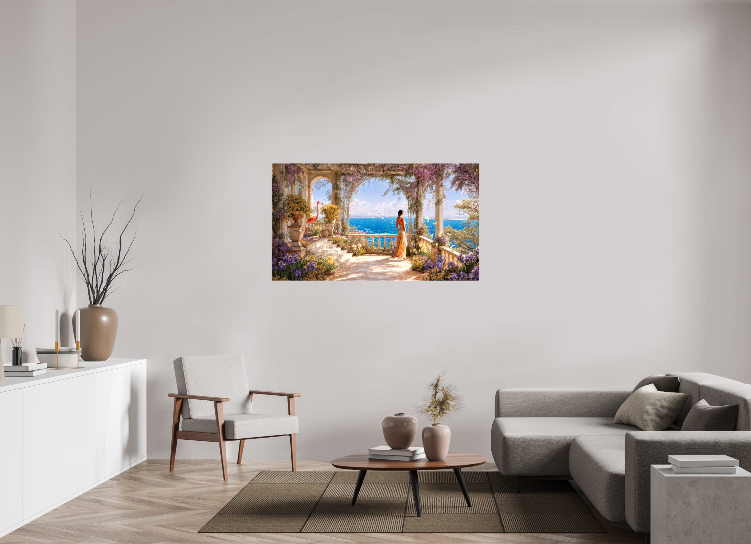 144 x 81 cm, Toile (Canvas) brillante sur châssis Vue sur océan