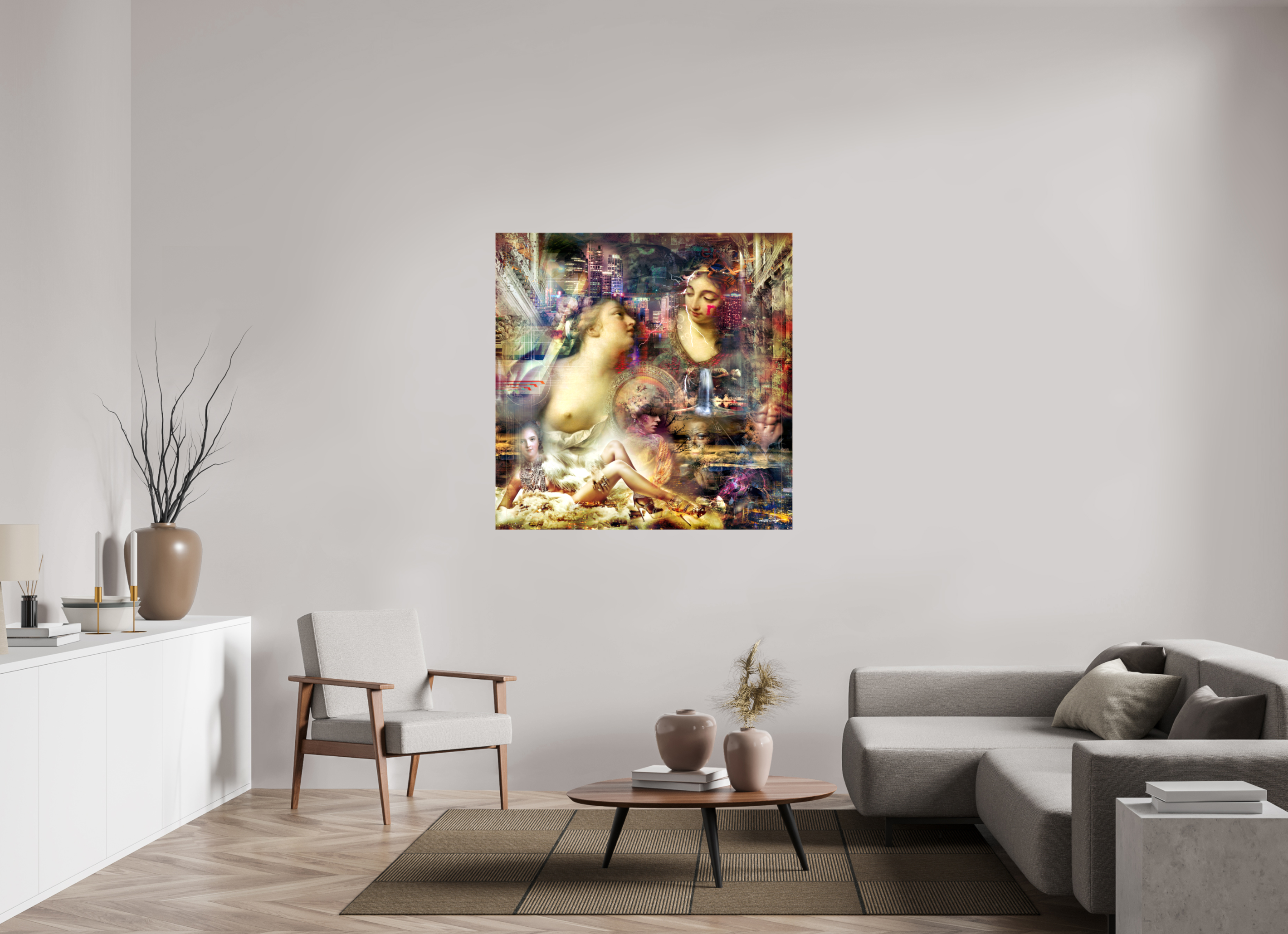 120 x 120 cm, Toile (Canvas) brillante sur châssis Allégorie de l'abondance