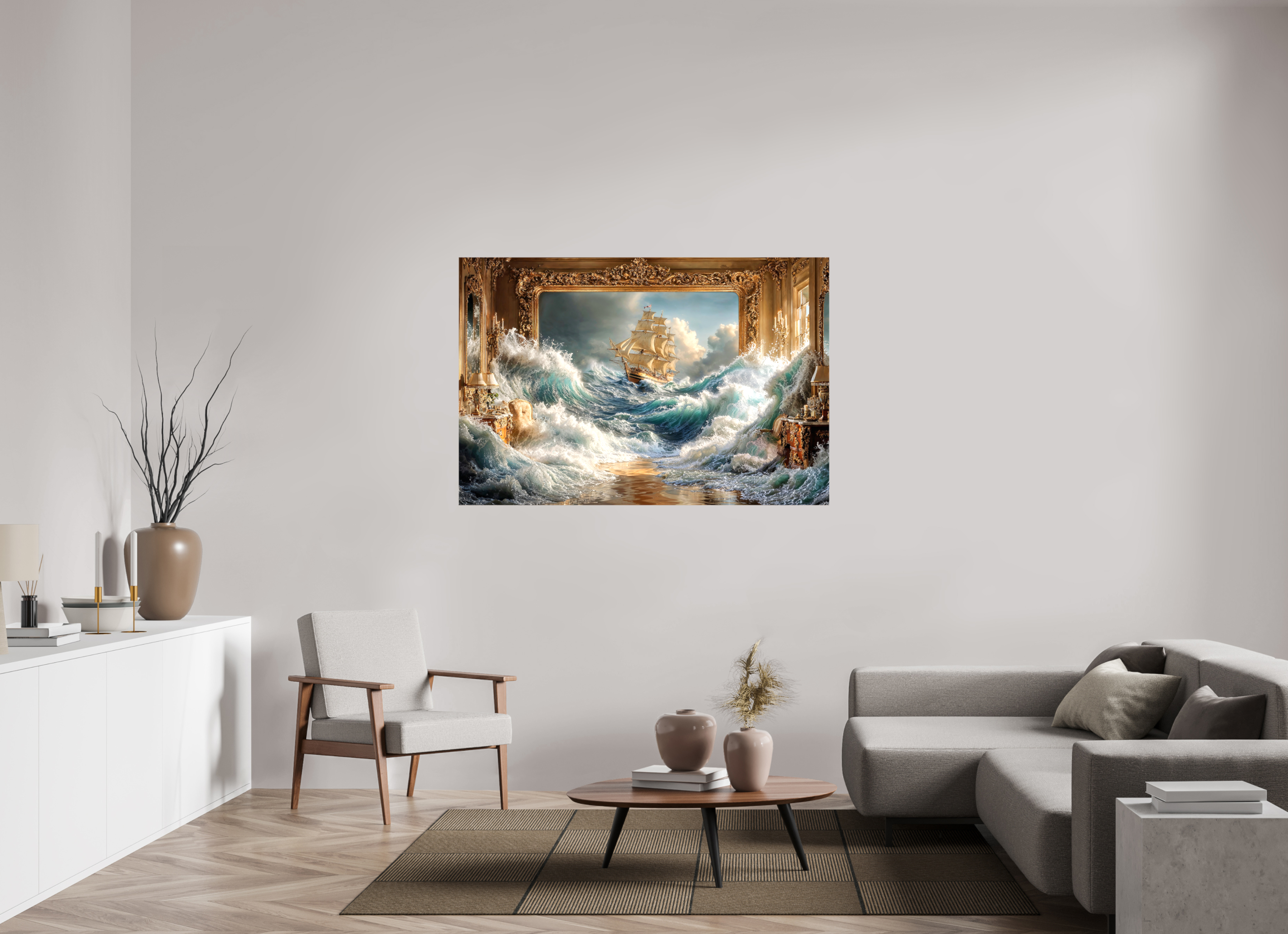 150 x 100 cm, Toile (Canvas) brillante sur châssis Le bateau