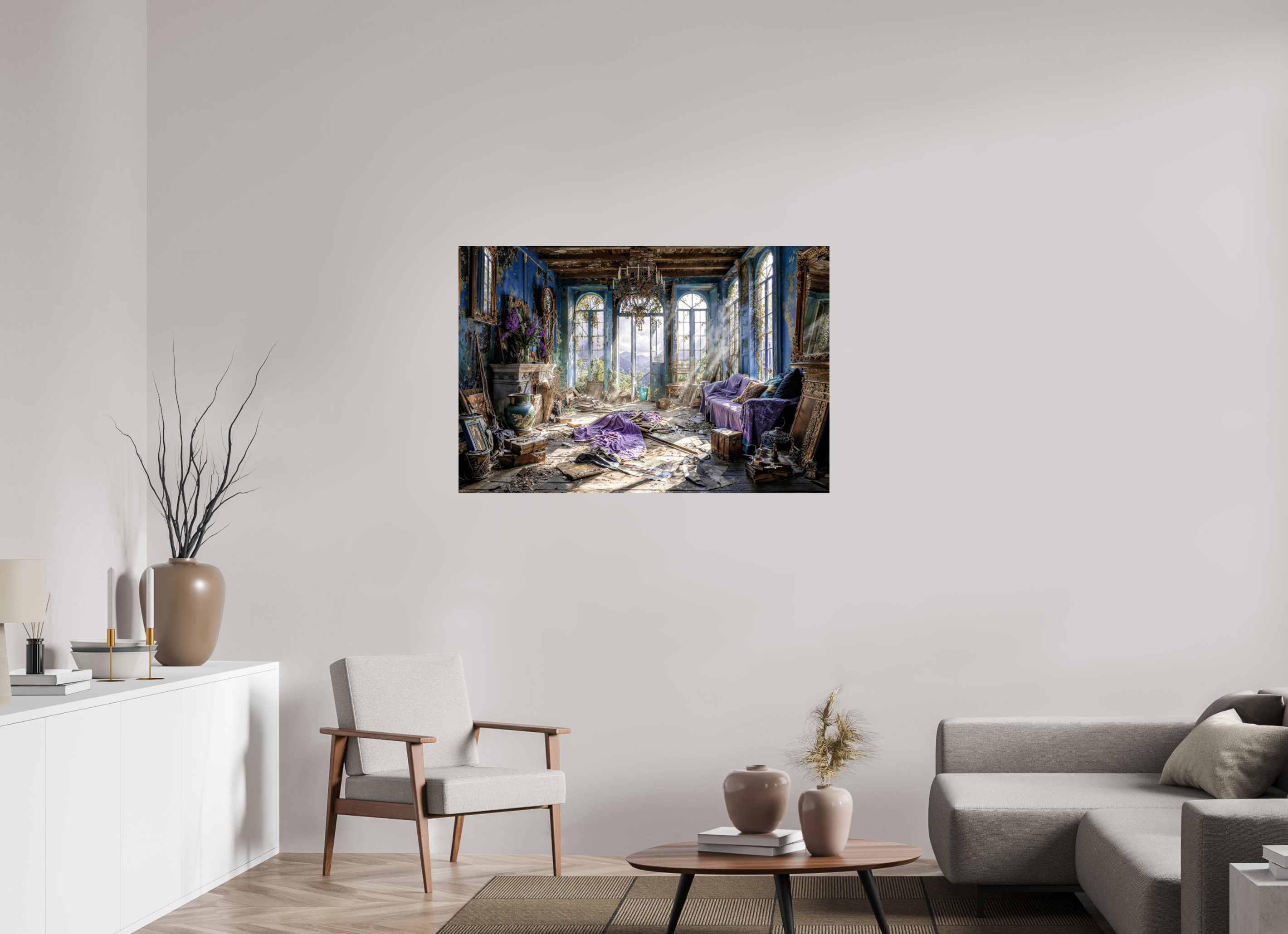 120 x 80 cm, Tirage photo sous Acrylique (plexi) intérieur abandonné