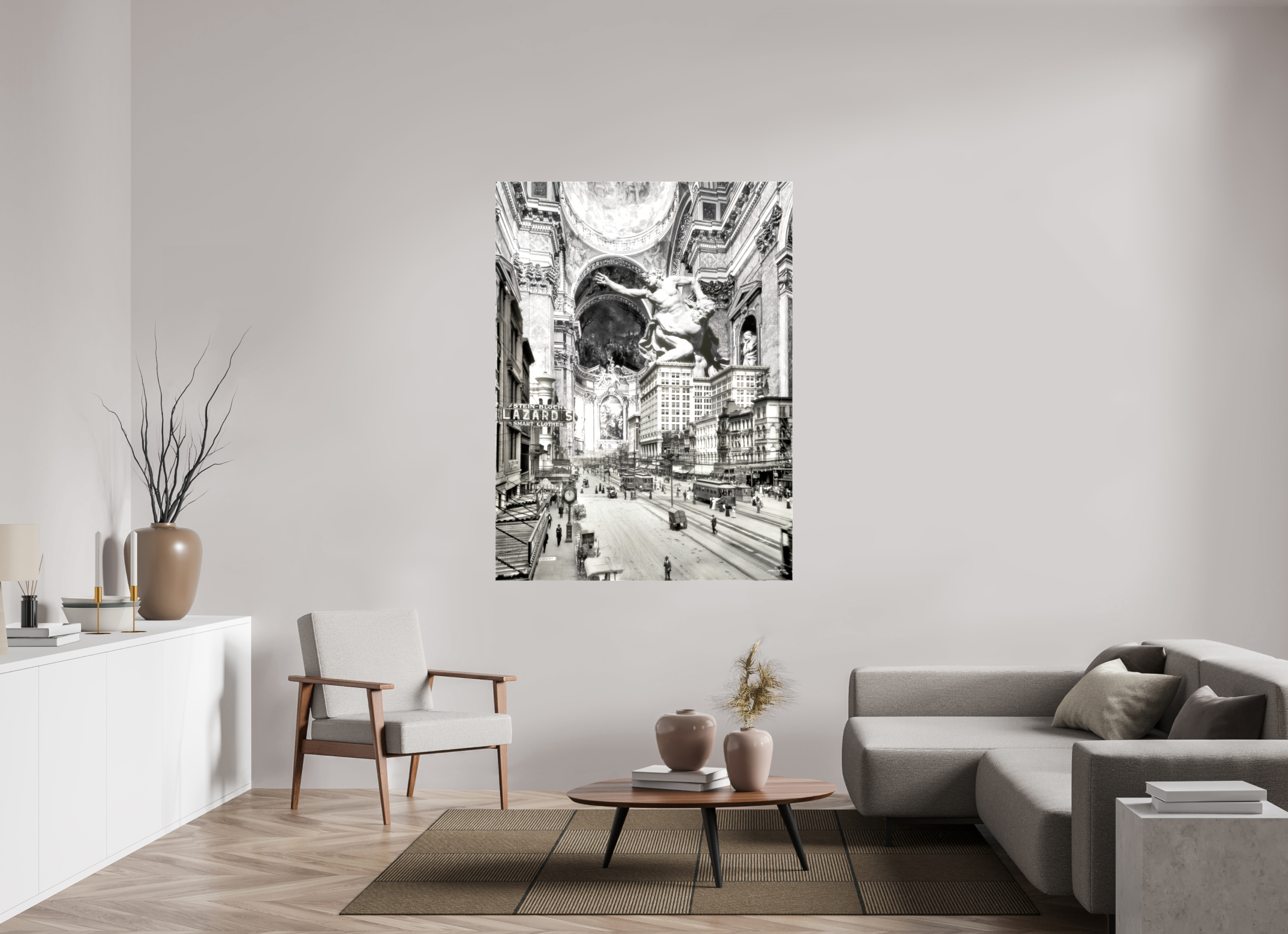 120 x 161,6 cm, Toile (Canvas) brillante sur châssis Main street