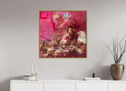 80 x 80 cm, Tirage photo sous plexi avec cadre Chêne naturel Neptune