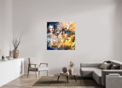 120 x 120 cm, Toile (Canvas) brillante sur châssis Allégorie