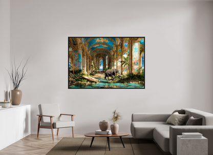 180 x 120 cm, Tirage photo sous plexi avec cadre Noir mat L'église abandonnée