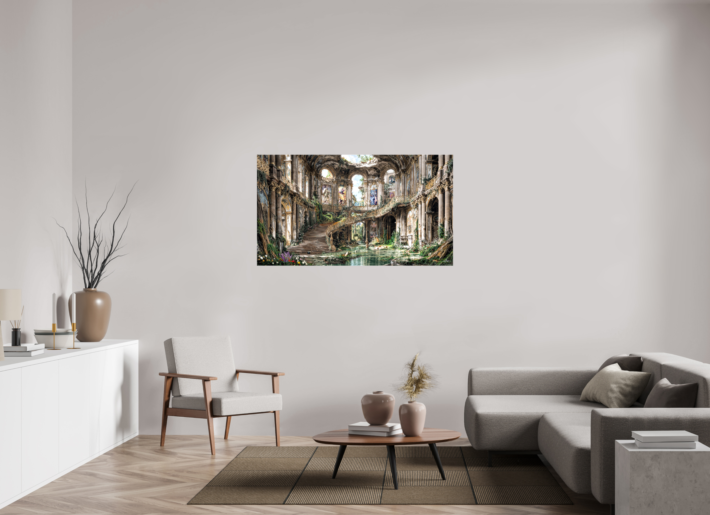 144 x 81 cm, Toile (Canvas) brillante sur châssis Le silence des ruines