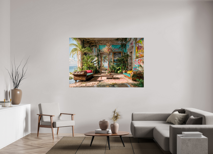 180 x 120 cm, Tirage papier photo UltraHD Salon sur océan