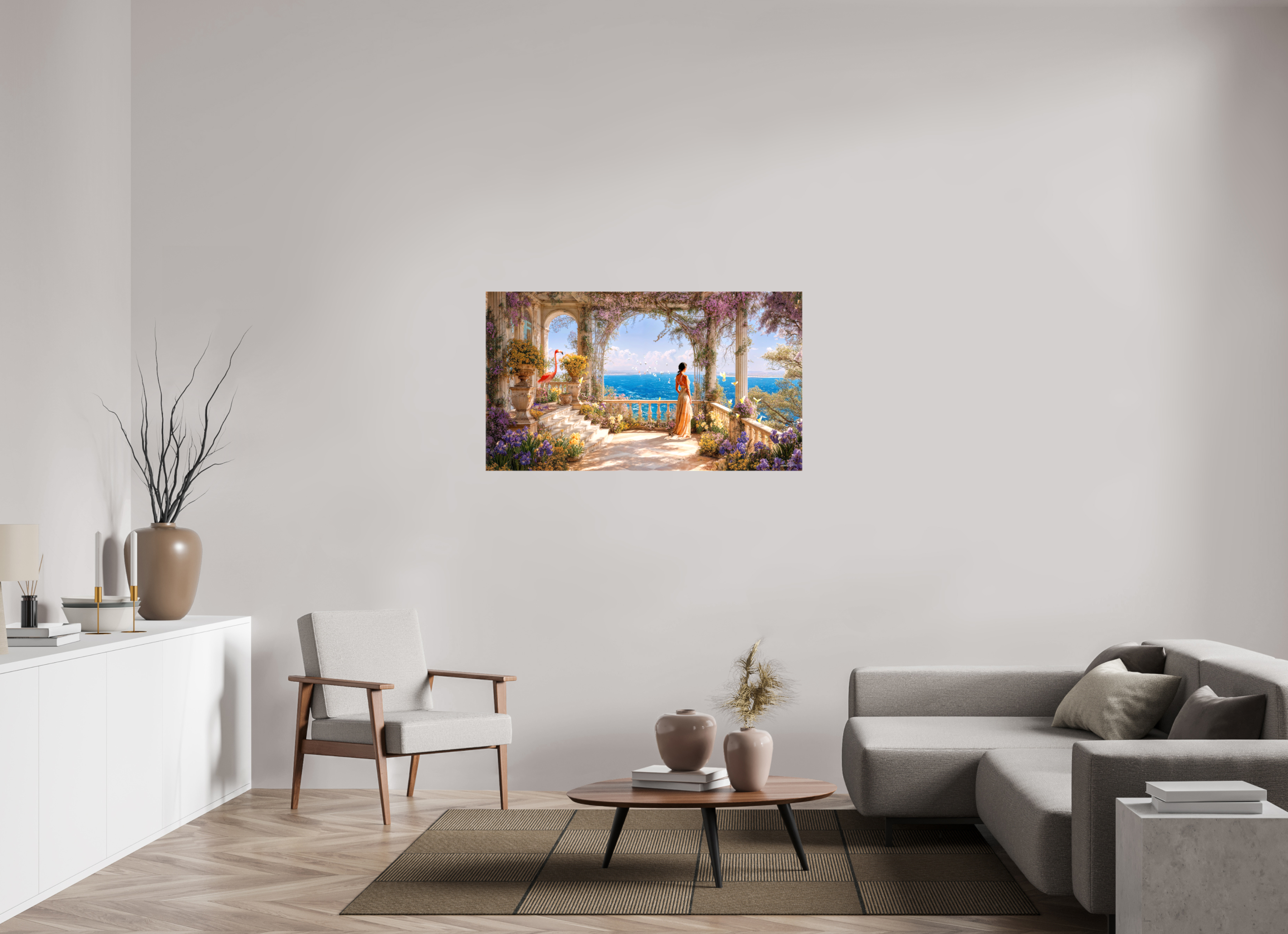 128 x 72 cm, Toile (Canvas) brillante sur châssis Vue sur océan