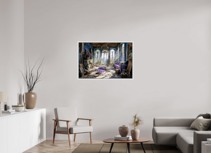 105 x 70 cm, Tirage photo sous plexi avec cadre Blanc intérieur abandonné