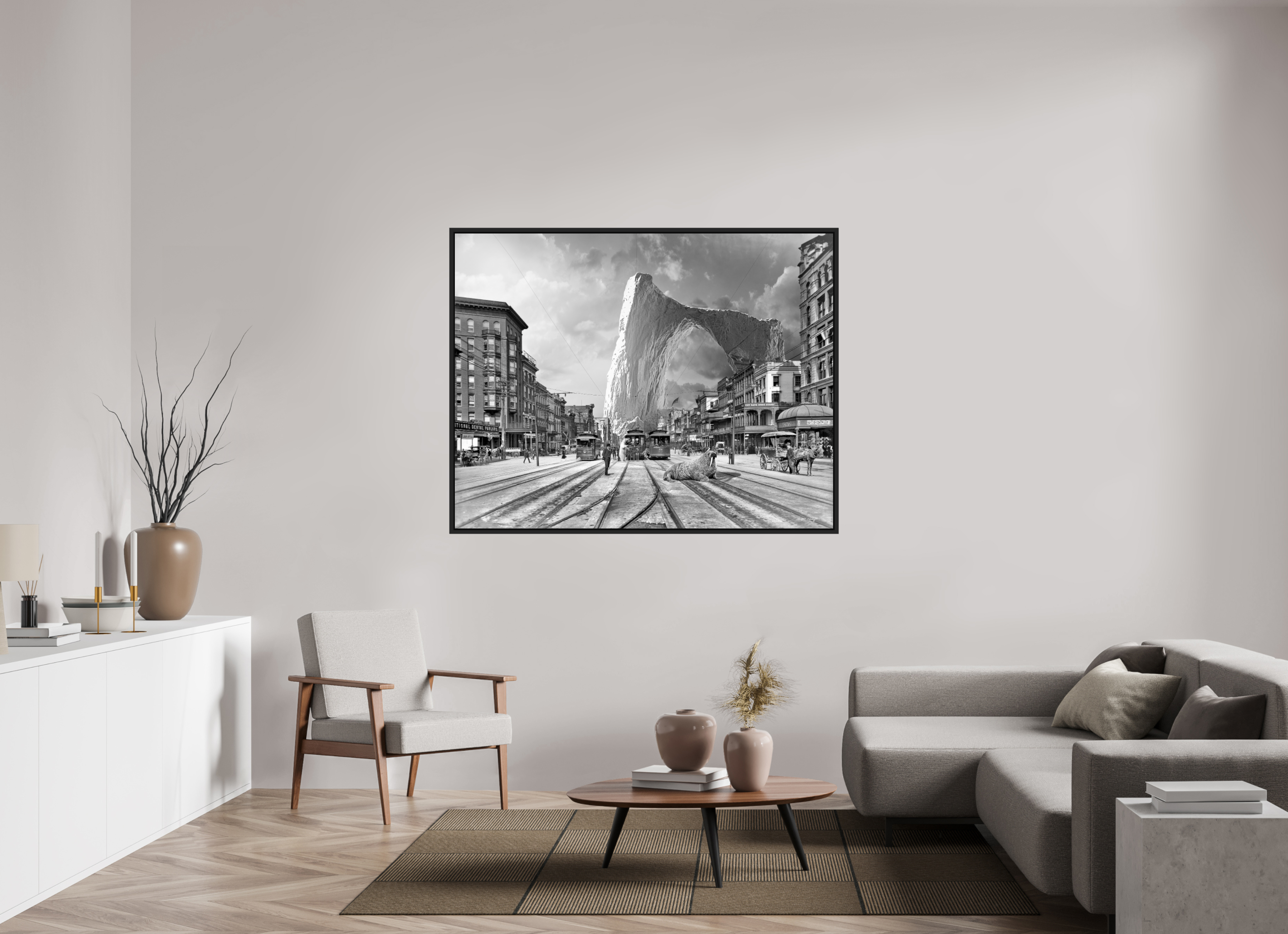 153,8 x 120 cm, Tirage photo sous plexi avec cadre Noir mat Iceberg