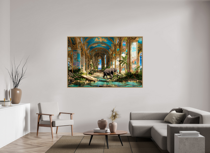 180 x 120 cm, Tirage photo sous plexi avec cadre Chêne naturel L'église abandonnée