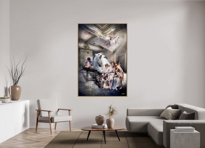 120 x 180 cm, Tirage photo sous plexi avec cadre Chêne naturel La décision