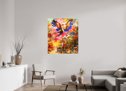 100 x 115,4 cm, Toile (Canvas) brillante sur châssis Allégorie offrant la liberté