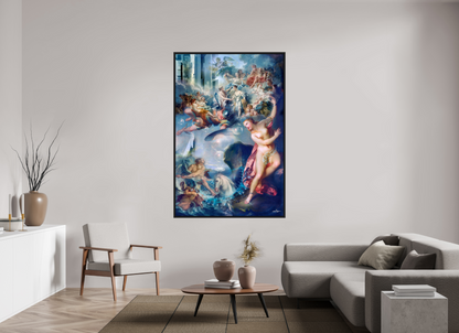 120 x 180 cm, Tirage photo sous plexi avec cadre Noir mat Allégorie de l'emprise