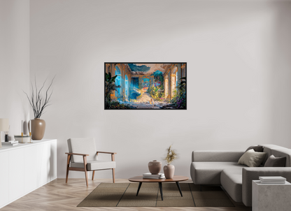 144 x 81 cm, Tirage photo sous plexi avec cadre Noir mat la solitude du tigre