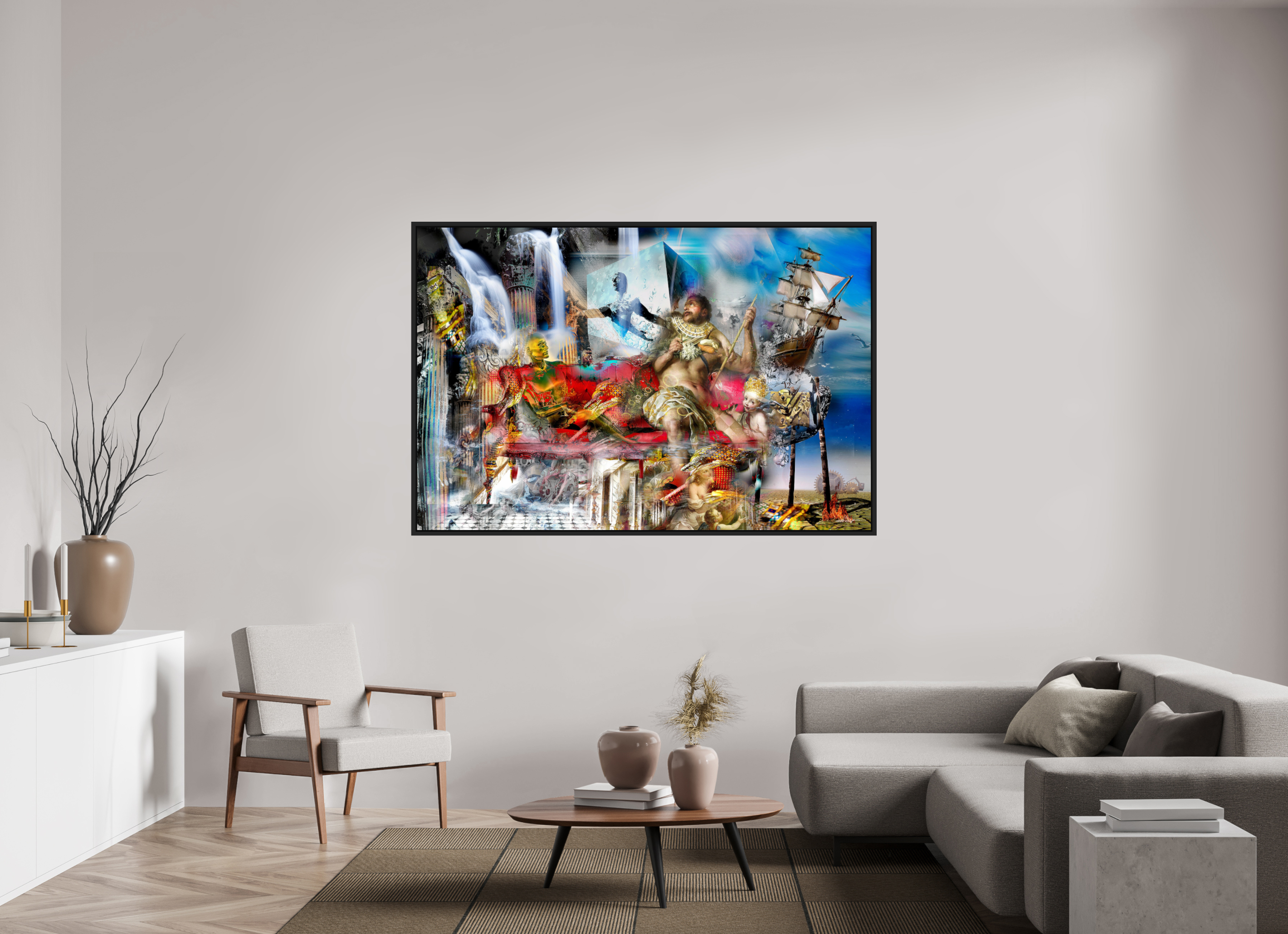 180 x 120 cm, Tirage photo sous plexi avec cadre Noir mat Night bird