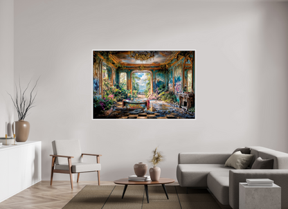 180 x 120 cm, Tirage photo sous plexi avec cadre Blanc La salle des bains