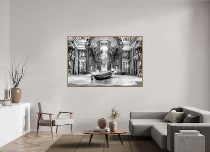 180 x 120 cm, Tirage photo sous plexi avec cadre Chêne naturel Le petit royaume