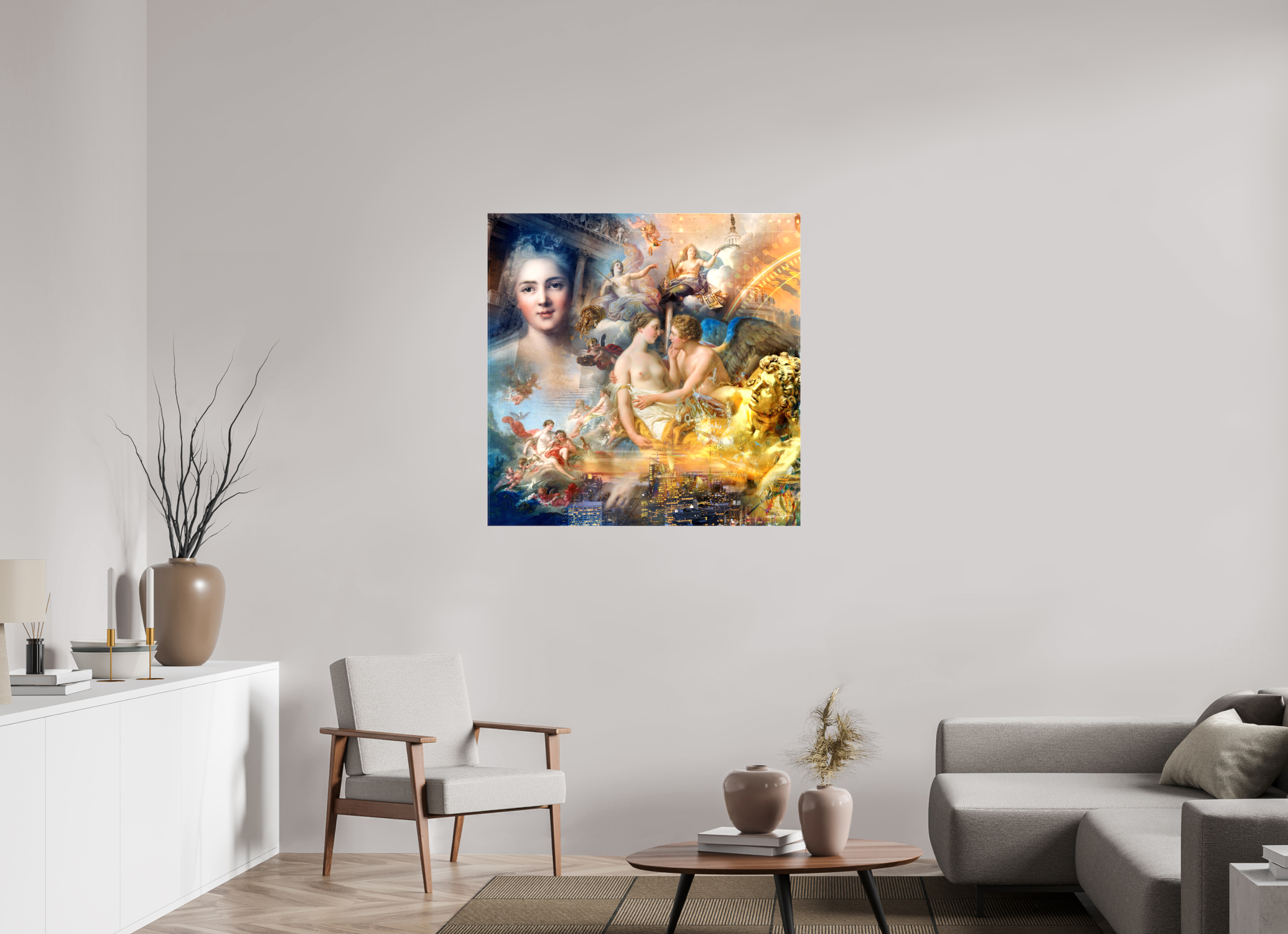 100 x 100 cm, Toile (Canvas) brillante sur châssis Allégorie