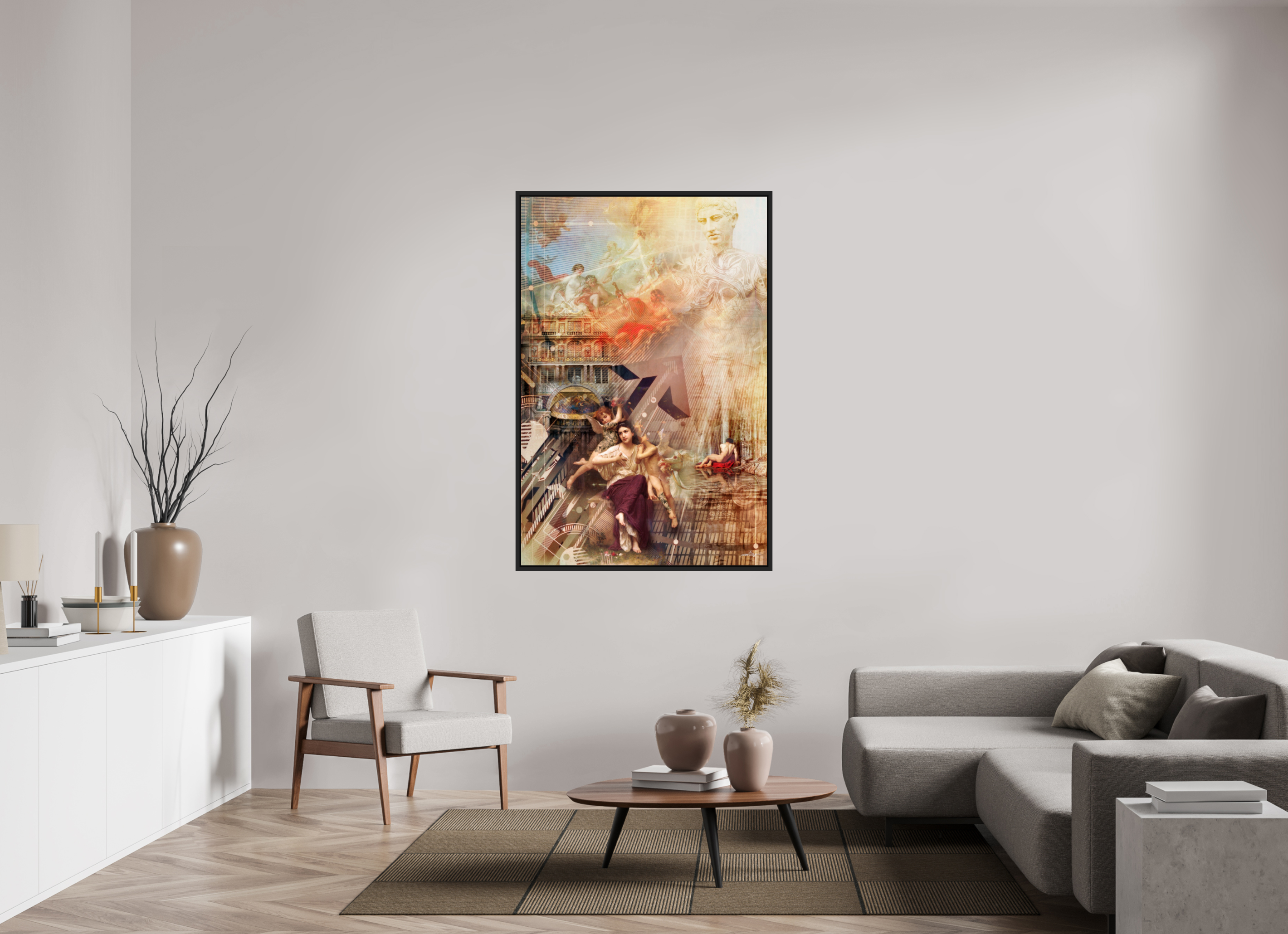 100 x 150 cm, Tirage photo sous plexi avec cadre Noir mat Tribute Bouguereau
