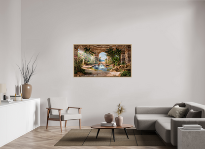 144 x 80 cm, Tirage photo sous plexi avec cadre Chêne naturel Les deux frères