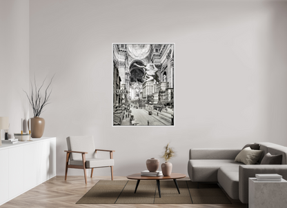 110 x 148,1 cm, Tirage photo sous plexi avec cadre Blanc Main street