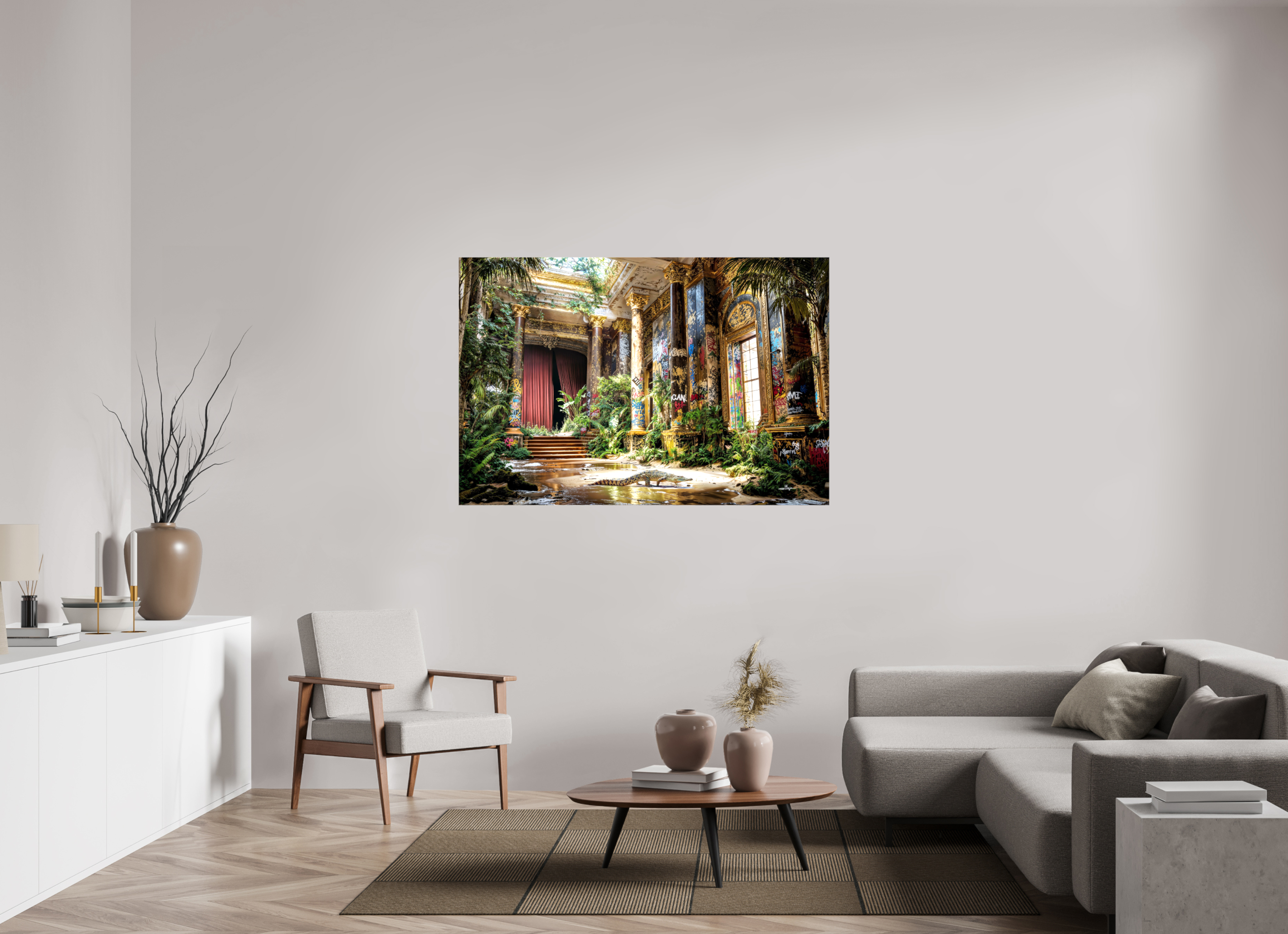 150 x 100 cm, Toile (Canvas) brillante sur châssis Opéra sauvage