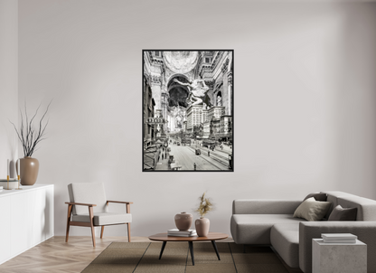 120 x 161,6 cm, Tirage photo sous plexi avec cadre Noir mat Main street