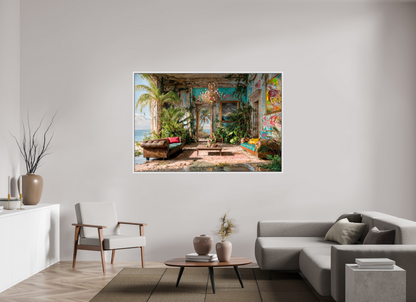 180 x 120 cm, Tirage photo sous plexi avec cadre Blanc Ouverture sur l'océan 2