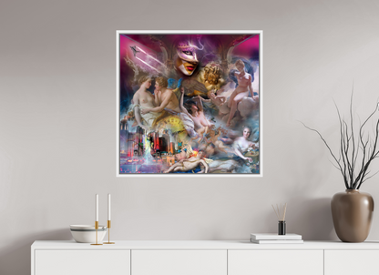 80 x 80 cm, Tirage photo sous plexi avec cadre Blanc Venise