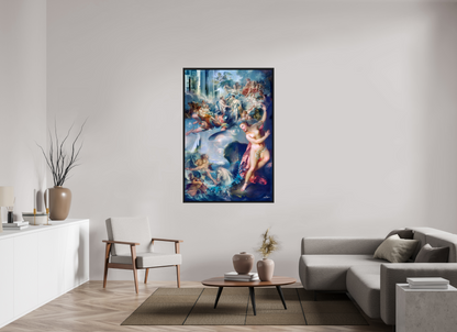 100 x 150 cm, Tirage photo sous plexi avec cadre Noir mat Allégorie de l'emprise