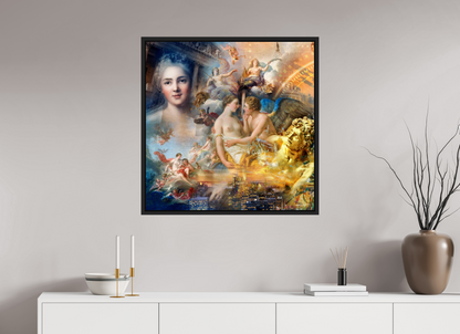 80 x 80 cm, Tirage photo sous plexi avec cadre Noir mat Allégorie