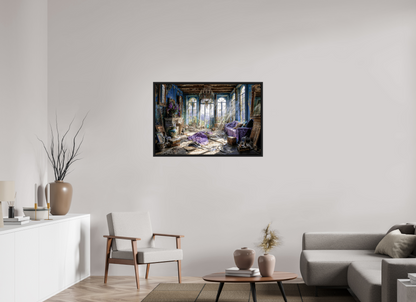 105 x 70 cm, Tirage photo sous plexi avec cadre Noir mat intérieur abandonné