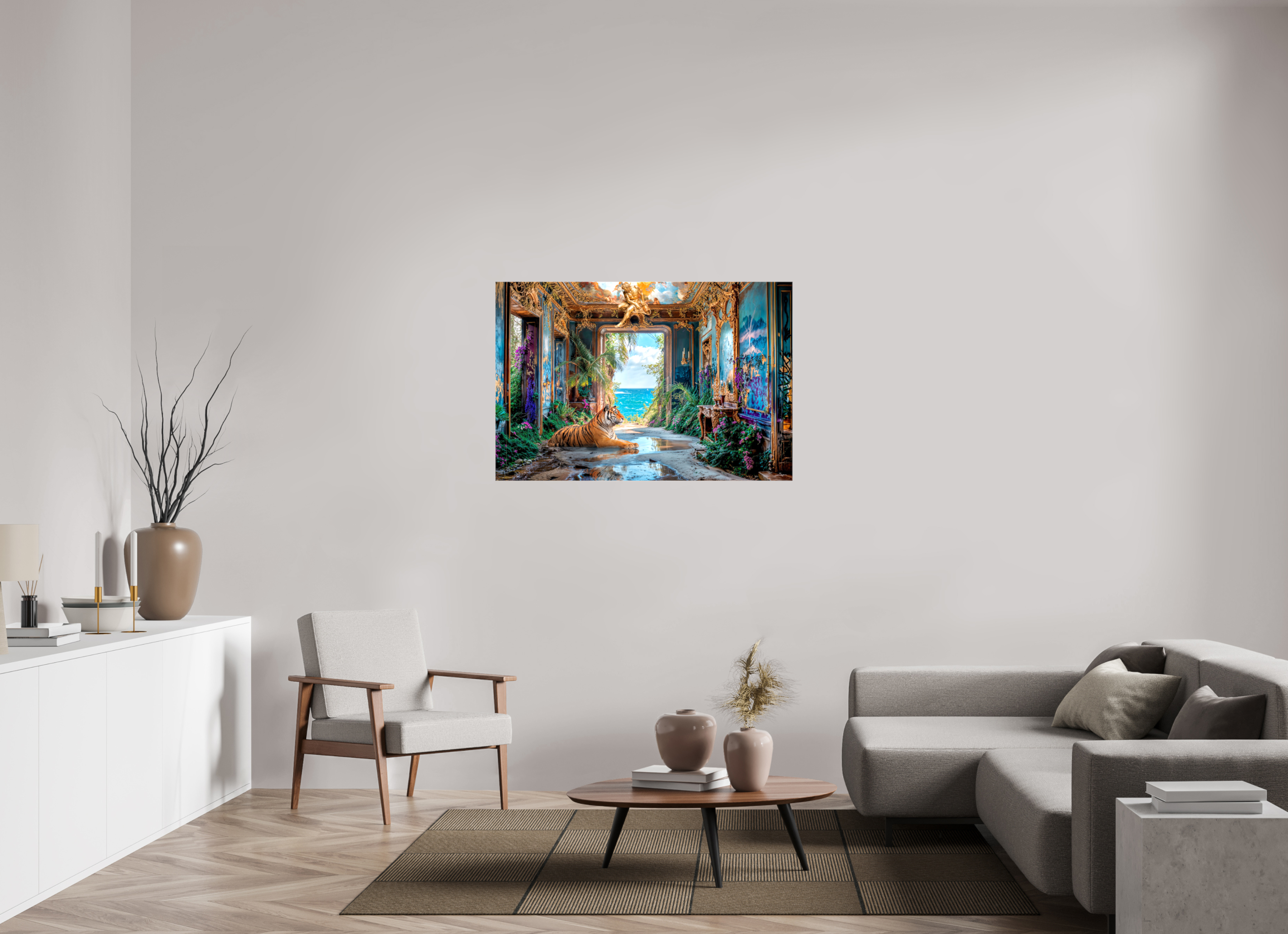 120 x 80 cm, Toile (Canvas) brillante sur châssis Le tigre