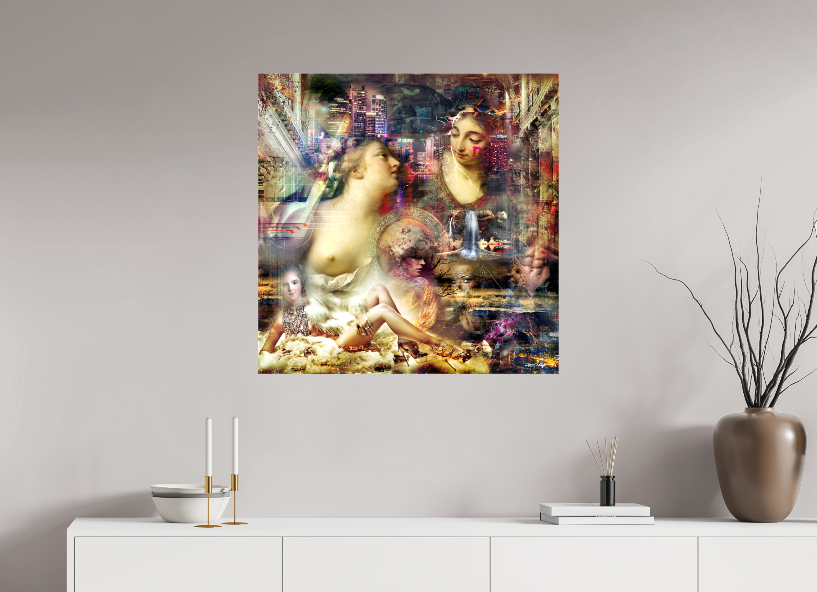 80 x 80 cm, Toile (Canvas) brillante sur châssis Allégorie de l'abondance