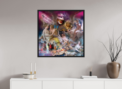 80 x 80 cm, Tirage photo sous plexi avec cadre Noir mat Venise